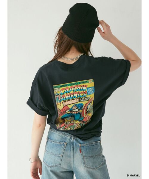 Ungrid(アングリッド)の「Captain America ロゴTee(Tシャツ/カットソー・レディース・オフホワイト/ブラック・FREE)」の6枚目の写真