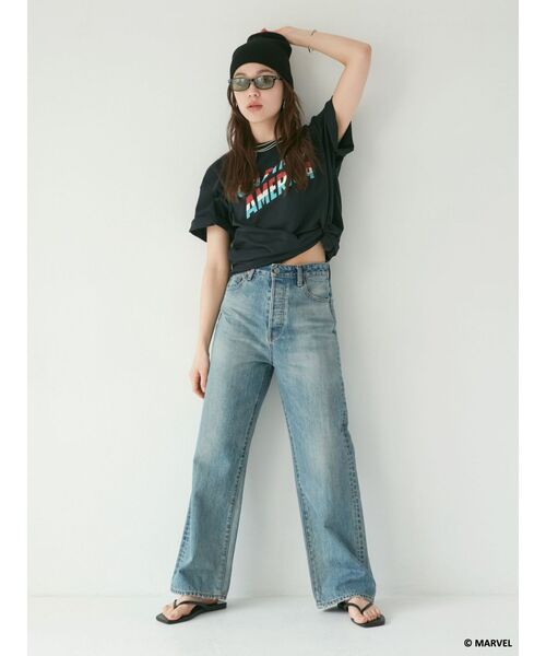 Ungrid(アングリッド)の「Captain America ロゴTee(Tシャツ/カットソー・レディース・オフホワイト/ブラック・FREE)」の7枚目の写真