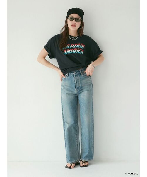 Ungrid(アングリッド)の「Captain America ロゴTee(Tシャツ/カットソー・レディース・オフホワイト/ブラック・FREE)」の8枚目の写真