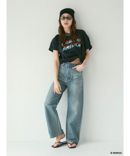 Ungrid(アングリッド)の「Captain America ロゴTee(Tシャツ/カットソー・レディース・オフホワイト/ブラック・FREE)」の9枚目の写真