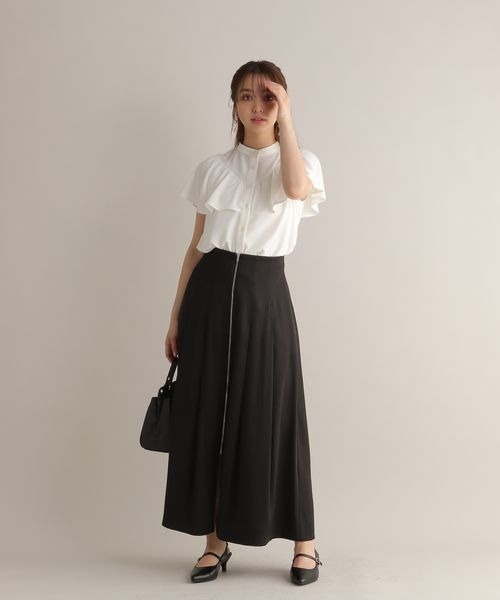 Andemiu(アンデミュウ)の「カタレースラッフルブラウス123574(シャツ/ブラウス・レディース・ホワイト/ブラック/グリーン・FREE)」の5枚目の写真