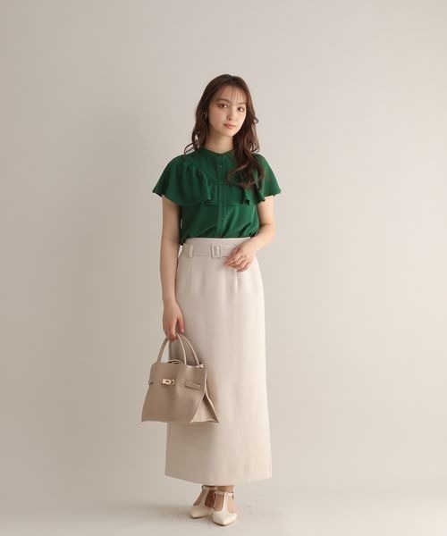 Andemiu(アンデミュウ)の「カタレースラッフルブラウス123574(シャツ/ブラウス・レディース・ホワイト/ブラック/グリーン・FREE)」の13枚目の写真