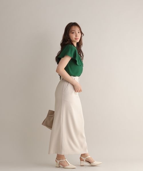 Andemiu(アンデミュウ)の「カタレースラッフルブラウス123574(シャツ/ブラウス・レディース・ホワイト/ブラック/グリーン・FREE)」の14枚目の写真