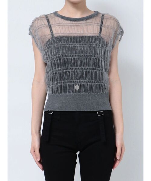 EMODA(エモダ)の「シアーチュールニットタンクトップ(タンクトップ・レディース・ブルー/グレー/ブラック・FREE)」の3枚目の写真