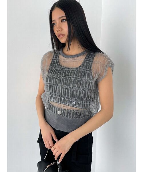 EMODA(エモダ)の「シアーチュールニットタンクトップ(タンクトップ・レディース・ブルー/グレー/ブラック・FREE)」の18枚目の写真