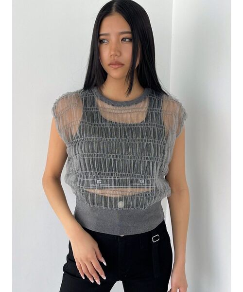 EMODA(エモダ)の「シアーチュールニットタンクトップ(タンクトップ・レディース・ブルー/グレー/ブラック・FREE)」の17枚目の写真