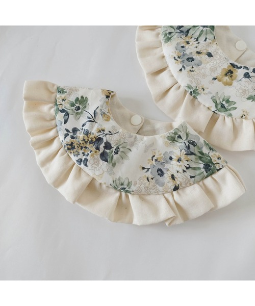 こまりはんどめいど】フラワーフリルスタイ/ベビースタイ / ビブ
