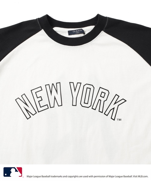 GLAZOS(グラソス)の「【大人向けサイズあり】【MLB】チームロゴプリントラグランスリーブ半袖Tシャツ(Tシャツ/カットソー・キッズ・グレー/オートミール/ネイビー/ホワイト・140cm/150cm/160cm/170cm)」の6枚目の写真