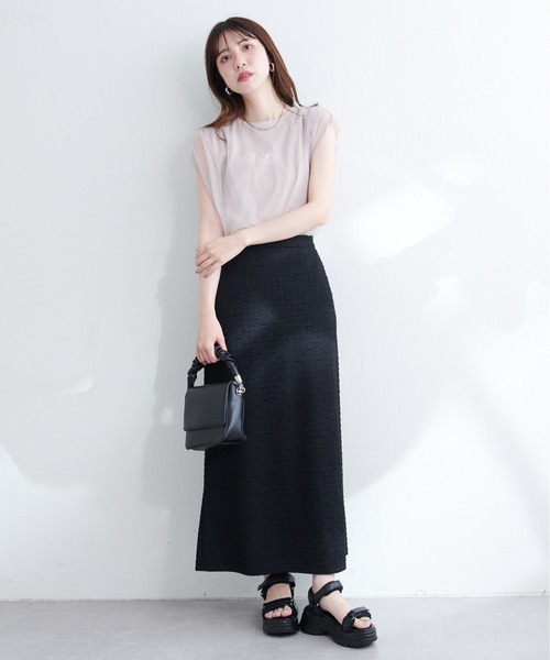 natural couture(ナチュラルクチュール)の「osonoカットソージャガードゆるマーメイドスカート(スカート・レディース・ブラック/ミント/ブルー・MEDIUM/LARGE)」の7枚目の写真