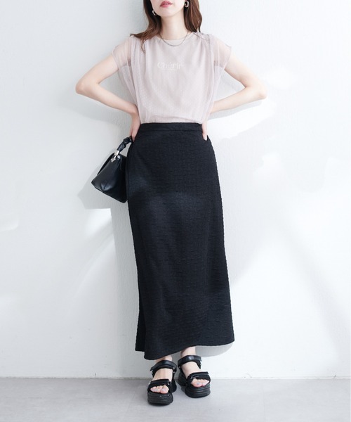 natural couture(ナチュラルクチュール)の「osonoカットソージャガードゆるマーメイドスカート(スカート・レディース・ブラック/ミント/ブルー・MEDIUM/LARGE)」の6枚目の写真