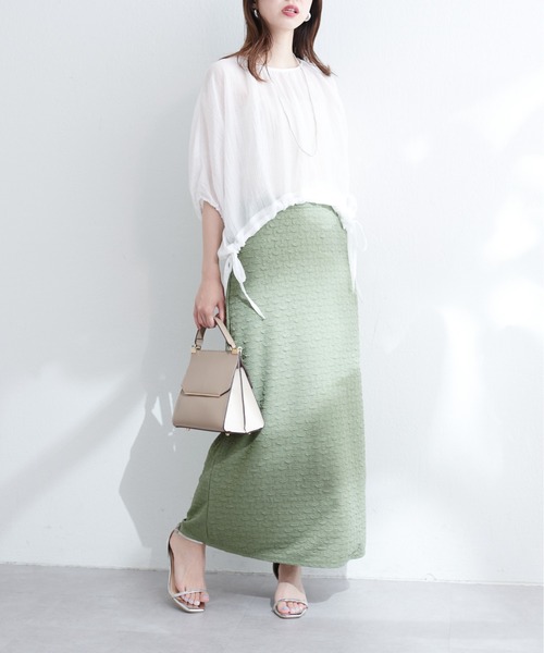 natural couture(ナチュラルクチュール)の「osonoカットソージャガードゆるマーメイドスカート(スカート・レディース・ブラック/ミント/ブルー・MEDIUM/LARGE)」の16枚目の写真