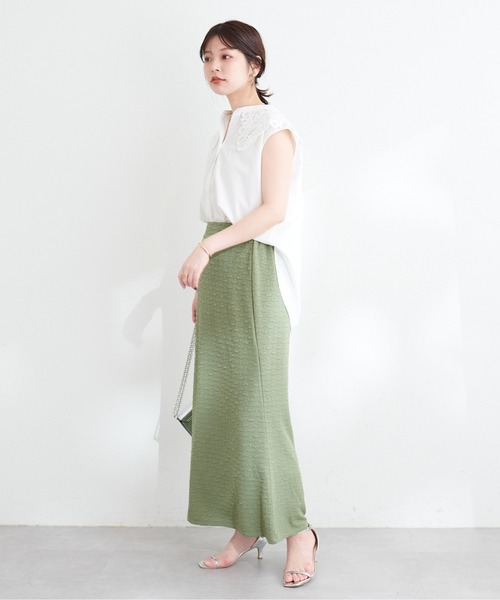 natural couture(ナチュラルクチュール)の「osonoカットソージャガードゆるマーメイドスカート(スカート・レディース・ブラック/ミント/ブルー・MEDIUM/LARGE)」の22枚目の写真