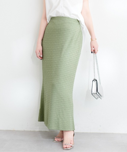 natural couture(ナチュラルクチュール)の「osonoカットソージャガードゆるマーメイドスカート(スカート・レディース・ブラック/ミント/ブルー・MEDIUM/LARGE)」の18枚目の写真