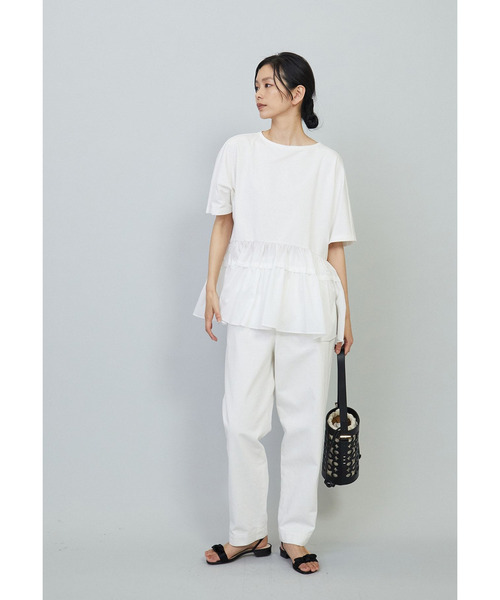 1er Arrondissement（プルミエアロンディスモン）の「デニムハイウエストテーパードパンツ（その他パンツ・レディース・オフホワイト/インディゴブルー・36/38）」の5枚目の写真