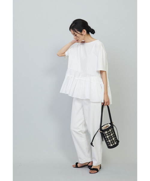 1er Arrondissement（プルミエアロンディスモン）の「デニムハイウエストテーパードパンツ（その他パンツ・レディース・オフホワイト/インディゴブルー・36/38）」の7枚目の写真