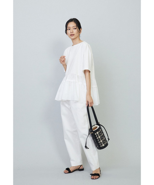 1er Arrondissement（プルミエアロンディスモン）の「デニムハイウエストテーパードパンツ（その他パンツ・レディース・オフホワイト/インディゴブルー・36/38）」の8枚目の写真