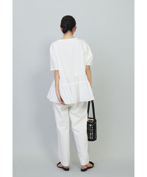 1er Arrondissement（プルミエアロンディスモン）の「デニムハイウエストテーパードパンツ（その他パンツ・レディース・オフホワイト/インディゴブルー・36/38）」の9枚目の写真