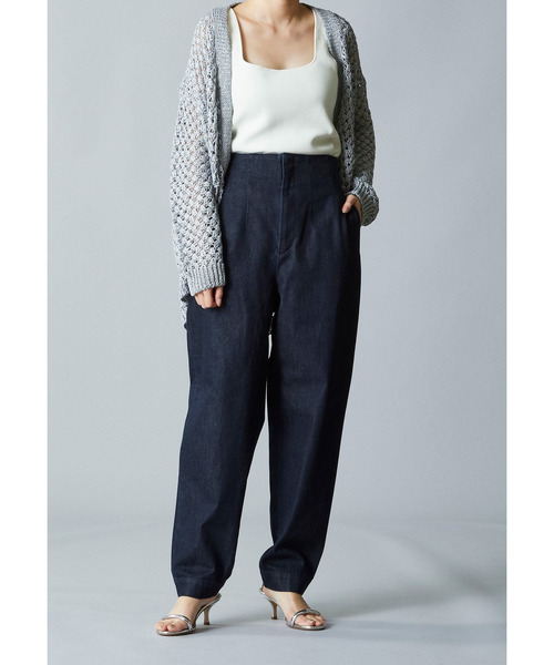 1er Arrondissement（プルミエアロンディスモン）の「デニムハイウエストテーパードパンツ（その他パンツ・レディース・オフホワイト/インディゴブルー・36/38）」の18枚目の写真