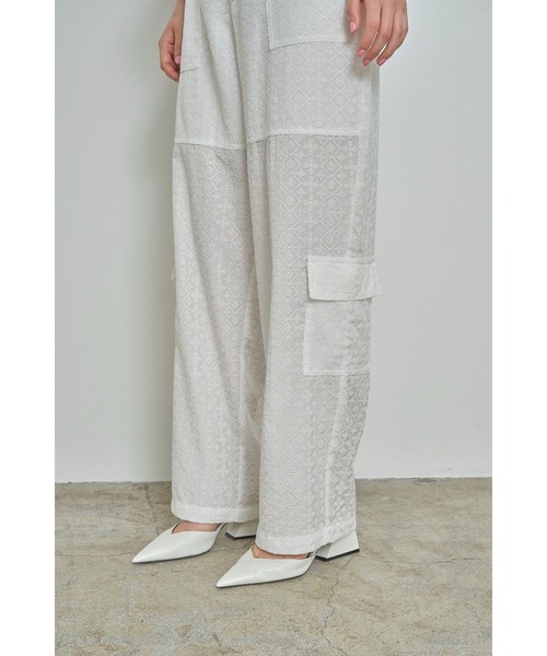 セール】【Abor】Embroidery Lace Cargo Pants/エンブロイダリー
