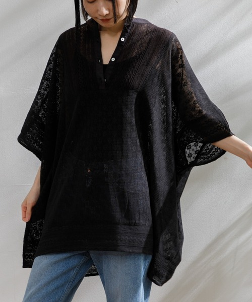 【セール】レースMIXポンチョ（シャツ/ブラウス）｜AMERICAN RAG CIE（アメリカンラグシー） 5,720円