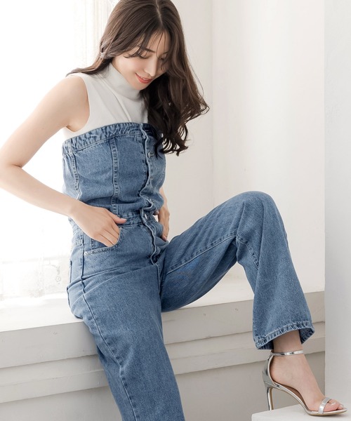 Julia Boutique（ジュリアブティック）の「ベアトップデニムサロペットパンツ/24129（デニムパンツ・レディース・ブルー・S/M/L）」の9枚目の写真