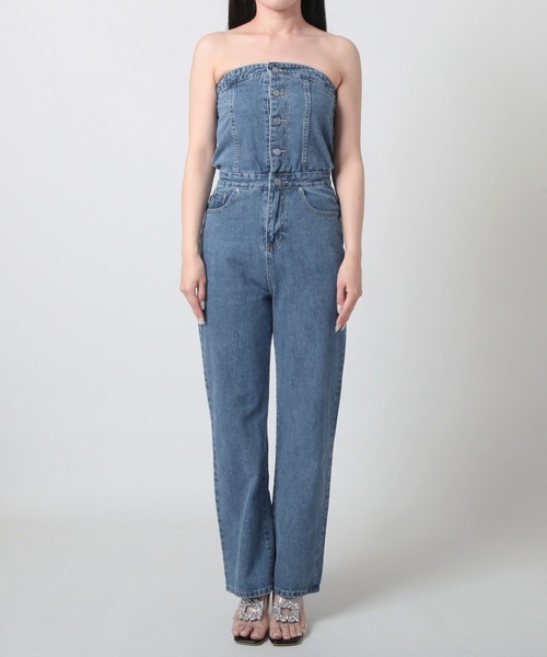 Julia Boutique（ジュリアブティック）の「ベアトップデニムサロペットパンツ/24129（デニムパンツ・レディース・ブルー・S/M/L）」の14枚目の写真