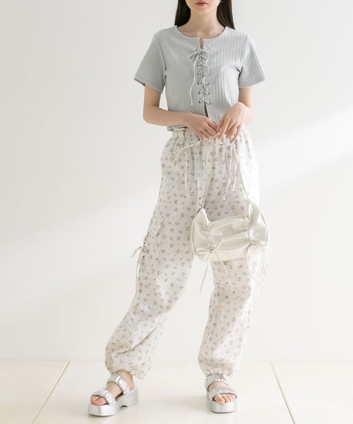 OLIVE des OLIVE（オリーブデオリーブ）の「Dカンリボンカーゴパンツ　1041020100（カーゴパンツ・レディース・ピンク/オフホワイト/その他/ブラック・FREE）」の10枚目の写真