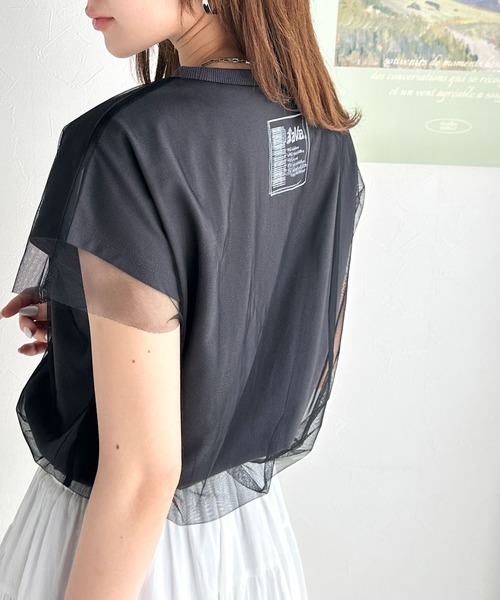 Java（ジャバ）の「《JaVa ジャバコラボ》１枚で即こなれ感。バックプリントチュールレイヤードフレンチTシャツ（Tシャツ/カットソー・レディース・ホワイト系その他/チャコールグレー×ブラック・LARGE/MEDIUM/SMALL/X-LARGE）」の6枚目の写真