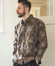 70's BATIK RIP STOP / SQUARE CUT REGULAR COLLAR SHIRT / M243105