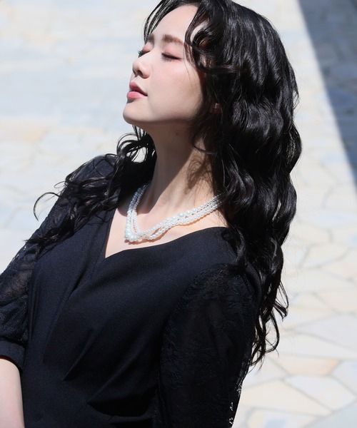 PourVous（プールヴー）の「3連 パール ネックレス 結婚式 同窓会 オケージョン お呼ばれ （ネックレス・レディース・シルバー・FREE）」の7枚目の写真