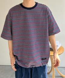 ウエストドロスト 細ボーダーTシャツ/半袖TOPS/Y2K