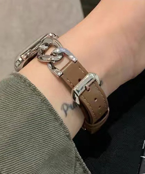 LUON(ルオン)の「LUON/ Apple Watch Band / レザー×ステンレスチェーン アップルウォッチ バンド(デジタル腕時計・レディース・ホワイト/アイボリー/ブラウン/ブラウン系その他/ブラック/ピンク・B/A)」の10枚目の写真