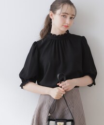 couture brooch | 【上品華やか／二の腕カバー】5分袖エンブロレースブラウス(シャツ/ブラウス)