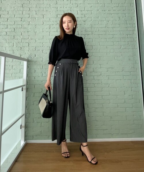 couture brooch（クチュールブローチ）の「◆【上品華やか／二の腕カバー】5分袖エンブロレースブラウス（シャツ/ブラウス・レディース・アイボリー/ブラック/ライトグレー・34/36/38/40/42）」の12枚目の写真