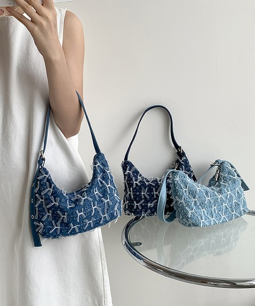 LAFFMO（ラフモ）の「チュールデニムショルダーバッグ（ショルダーバッグ・レディース・ライトブルー/ブルー/ダークブルー・F）」の5枚目の写真