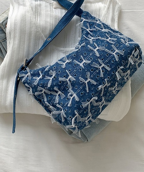 LAFFMO（ラフモ）の「チュールデニムショルダーバッグ（ショルダーバッグ・レディース・ライトブルー/ブルー/ダークブルー・F）」の14枚目の写真