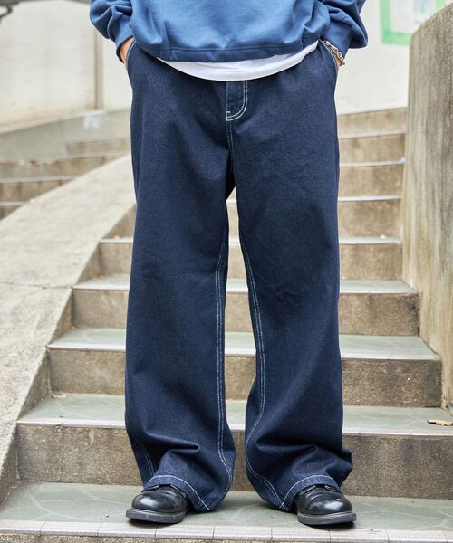 FFEIN(フェイン)の「【FFEIN(フェイン)】ワイドストレートデニムパンツ / シンプル ノームコア 綺麗目 セットアップ シティガール シティボーイ(デニムパンツ・メンズ・ブラウン/ネイビー/チャコール・SMALL/MEDIUM/LARGE)」の3枚目の写真