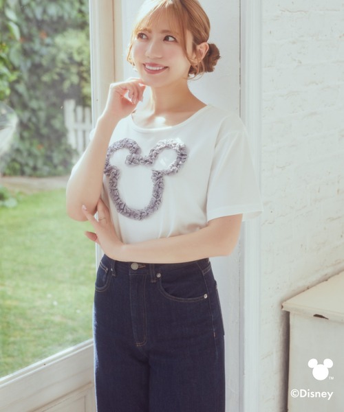 Disney(ディズニー)の「ミッキー/フリルアートTシャツ(Tシャツ/カットソー・レディース・ライトピンク/ライトグレー・FREE)」の3枚目の写真