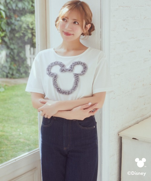 Disney(ディズニー)の「ミッキー/フリルアートTシャツ(Tシャツ/カットソー・レディース・ライトピンク/ライトグレー・FREE)」の4枚目の写真