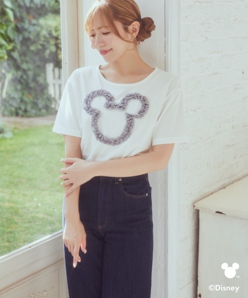 Disney(ディズニー)の「ミッキー/フリルアートTシャツ(Tシャツ/カットソー・レディース・ライトピンク/ライトグレー・FREE)」の5枚目の写真