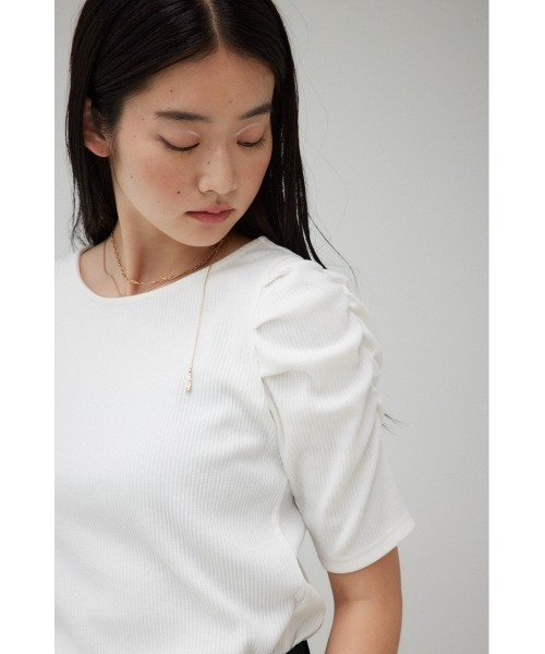 セール】2WAYギャザースリーブリブトップス（Tシャツ/カットソー