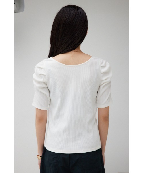 AZUL by moussy(アズールバイマウジー)の「2WAYギャザースリーブリブトップス(Tシャツ/カットソー・レディース・ライトグレー/アイボリー/ブラック・SMALL/MEDIUM)」の15枚目の写真
