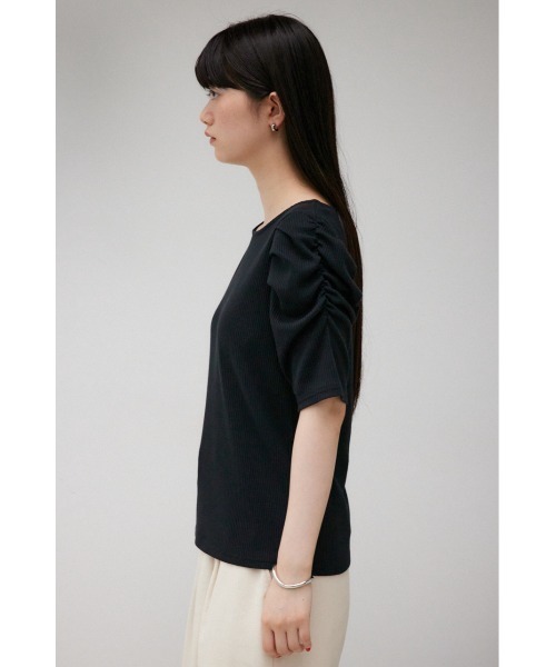 AZUL by moussy(アズールバイマウジー)の「2WAYギャザースリーブリブトップス(Tシャツ/カットソー・レディース・ライトグレー/アイボリー/ブラック・SMALL/MEDIUM)」の20枚目の写真