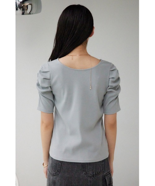 セール】2WAYギャザースリーブリブトップス（Tシャツ/カットソー