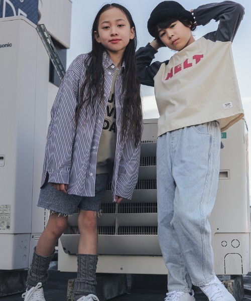 jeans-b（ジーンズベー）の「Jeans-b/ジーンズベー ストライプワイドシャツ（シャツ/ブラウス・キッズ・ブルー/ブラック・130cm/140cm/150cm/160cm/120cm）」の14枚目の写真