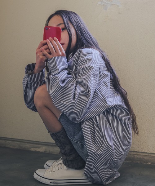 jeans-b（ジーンズベー）の「Jeans-b/ジーンズベー ストライプワイドシャツ（シャツ/ブラウス・キッズ・ブルー/ブラック・130cm/140cm/150cm/160cm/120cm）」の6枚目の写真