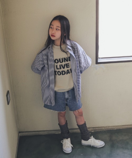 jeans-b（ジーンズベー）の「Jeans-b/ジーンズベー ストライプワイドシャツ（シャツ/ブラウス・キッズ・ブルー/ブラック・130cm/140cm/150cm/160cm/120cm）」の7枚目の写真