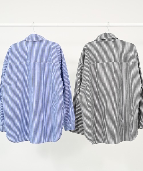 jeans-b（ジーンズベー）の「Jeans-b/ジーンズベー ストライプワイドシャツ（シャツ/ブラウス・キッズ・ブルー/ブラック・130cm/140cm/150cm/160cm/120cm）」の16枚目の写真