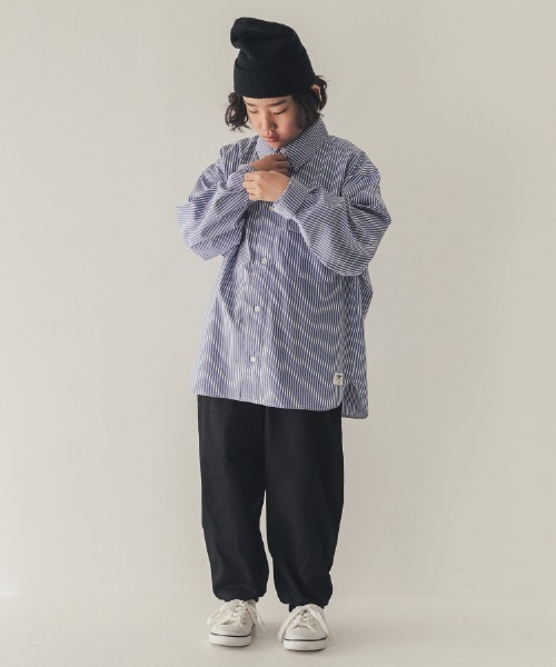 jeans-b（ジーンズベー）の「Jeans-b/ジーンズベー ストライプワイドシャツ（シャツ/ブラウス・キッズ・ブルー/ブラック・130cm/140cm/150cm/160cm/120cm）」の11枚目の写真