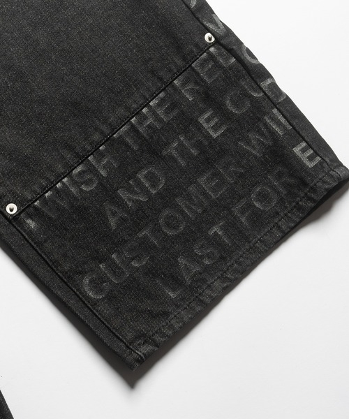LETTER PRINT DOUBLE KNEE DENIM PANTS/レタープリントダブルニー